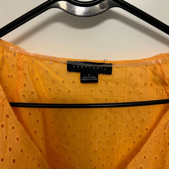 Sanctuary Washed Melon Eyelet Drawstring Blouse - Picture 5 of 7